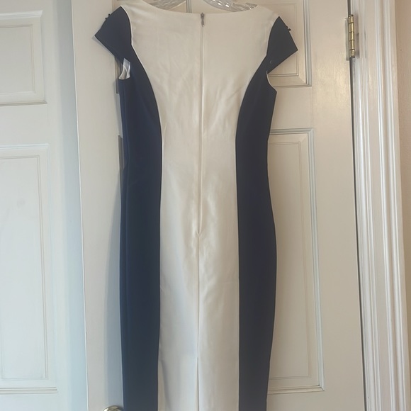 White navy blue stretchy dress - Picture 4 of 7